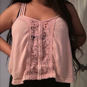 lace pink tank // wet seal